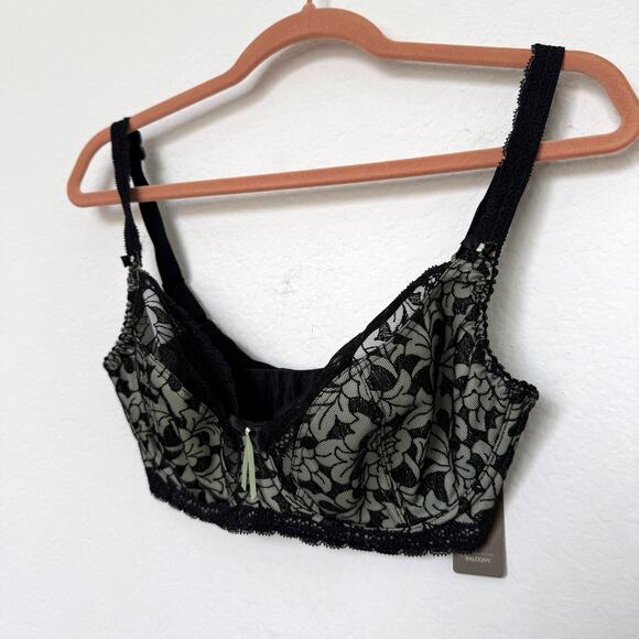 Fauve Womens Bra Sz 30H Black Lavinia Balcony Lace Sheer Goth Romantic Coquette - Picture 3 of 7
